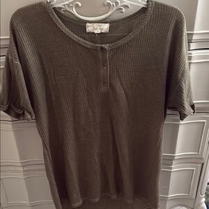 Women's Olive Green Henley Top